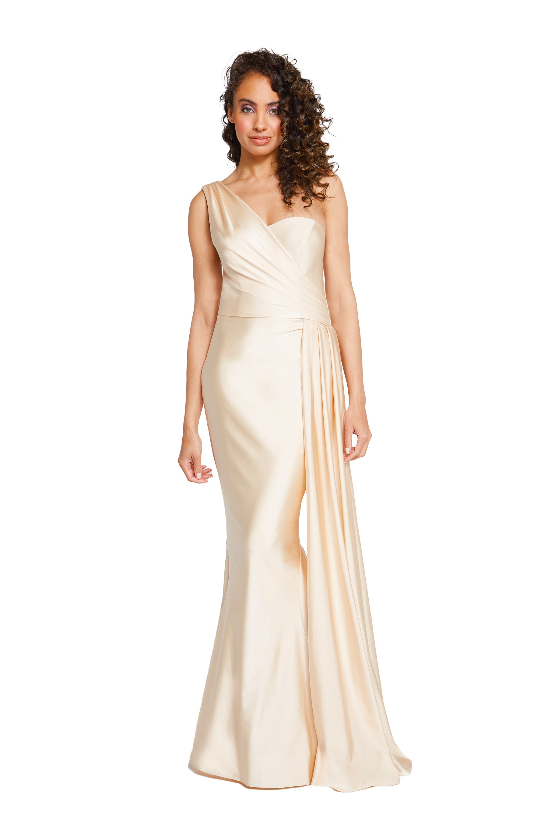 bari jay one shoulder bridesmaid dress Bari Jay 2603 Mikado One-shoulder Trumpet Bridesmaid Gown
