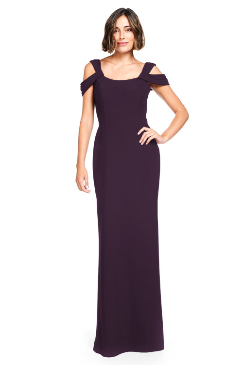 Halston heritage cold outlet shoulder crepe gown