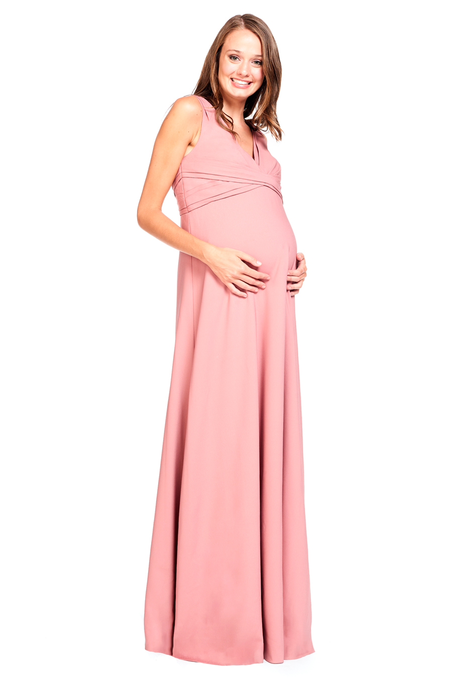 Front view maternity wide strapped pleated bodice 